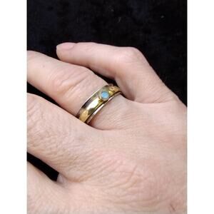 Energy Stone Teachers Labradorite Silver & Bronze Spinner Meditation Ring 8.5